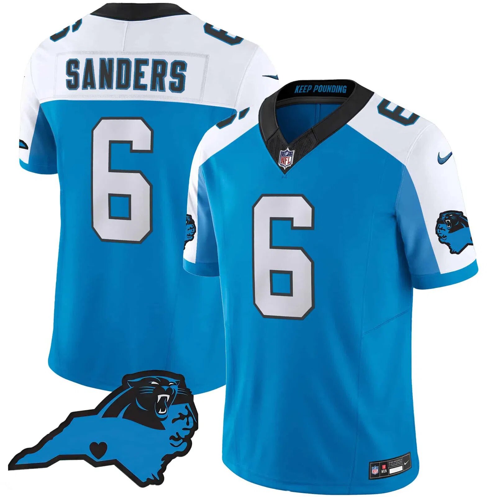 Men Carolina Panthers #6 Sanders Light Blue 2024 Nike Vapor Limited NFL Jersey->customized nfl jersey->Custom Jersey